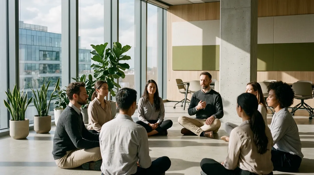 Sophrologue animant un atelier en entreprise